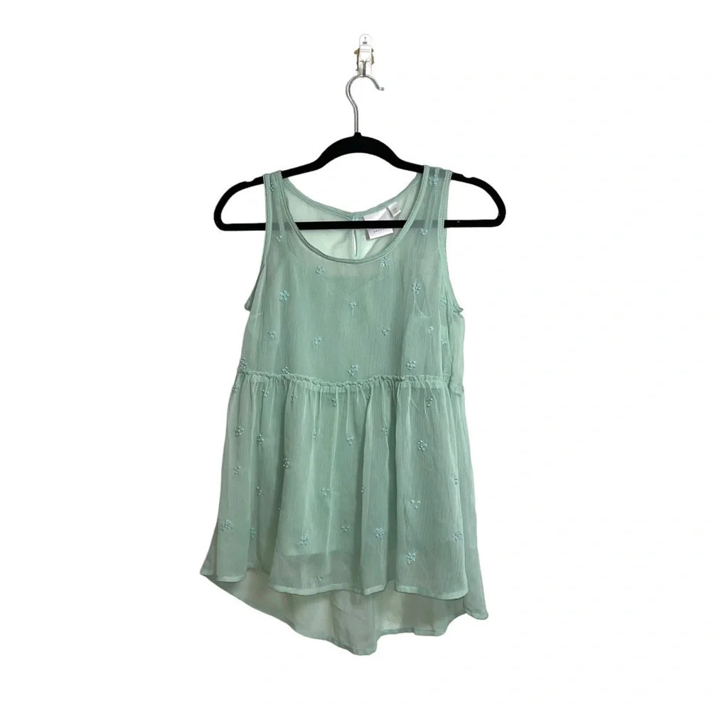 LC Lauren Conrad Chiffon Tank Top Mint Green Sequin Lined Girly Xsmall Women’s